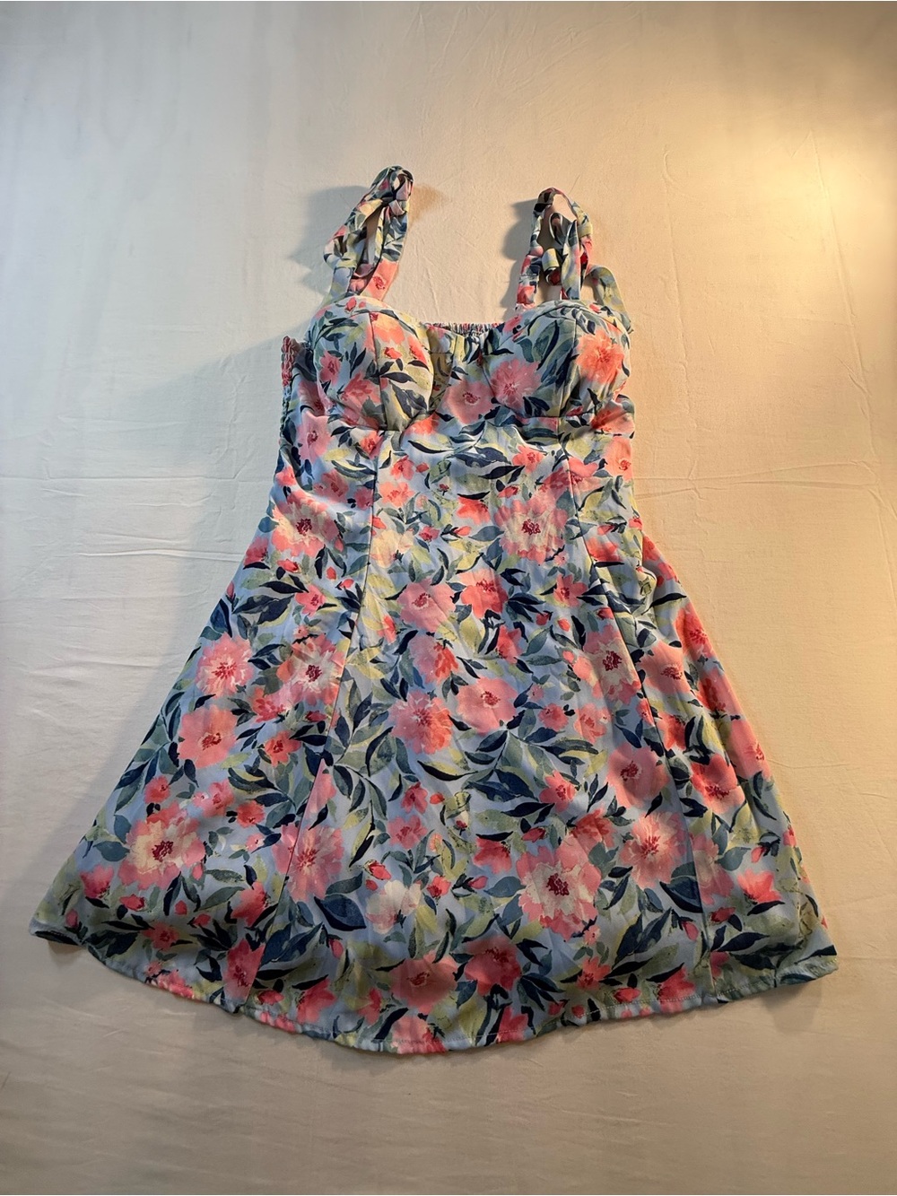 Lily Rose Floral Sundress in Light Blue and Pink